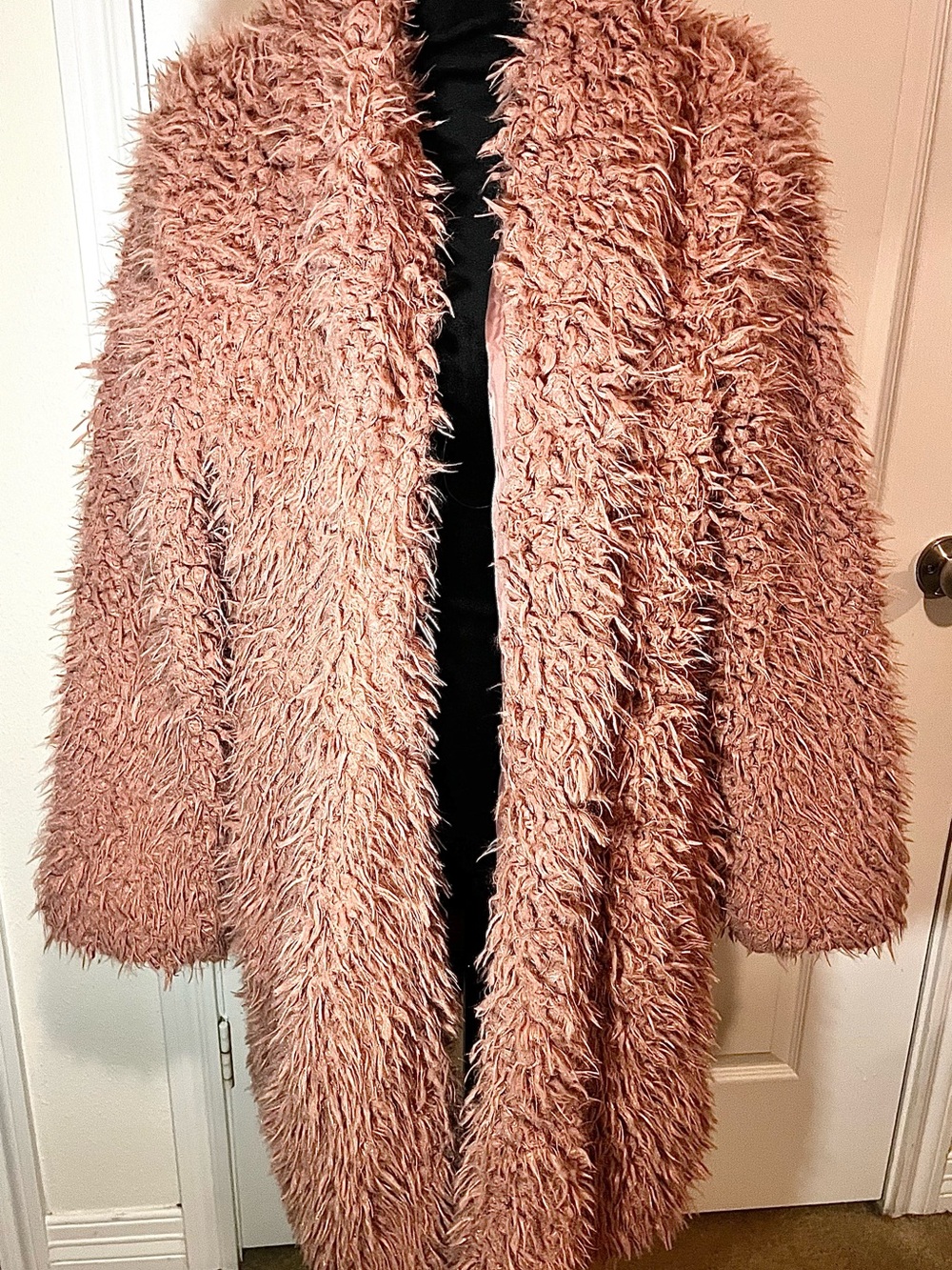 Plush Faux Fur Sherpa Teddy Coat Dusty Rose